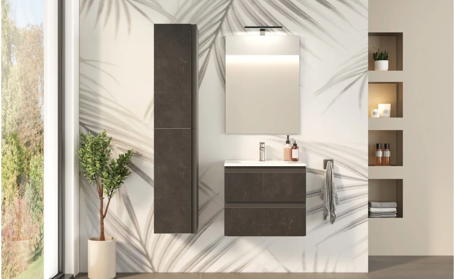 Specchiera rettangolare con faretto Led