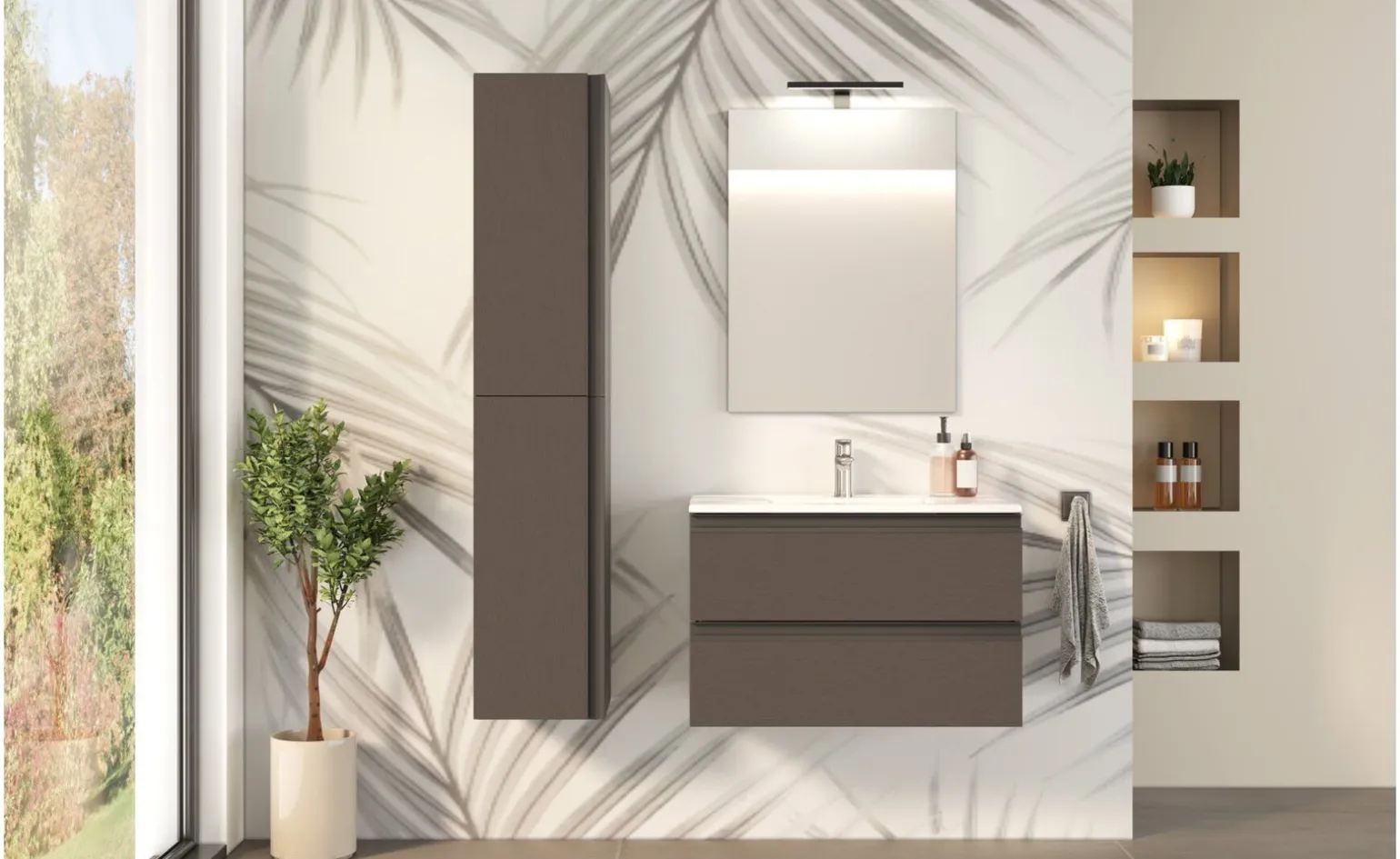 Specchiera rettangolare con faretto Led