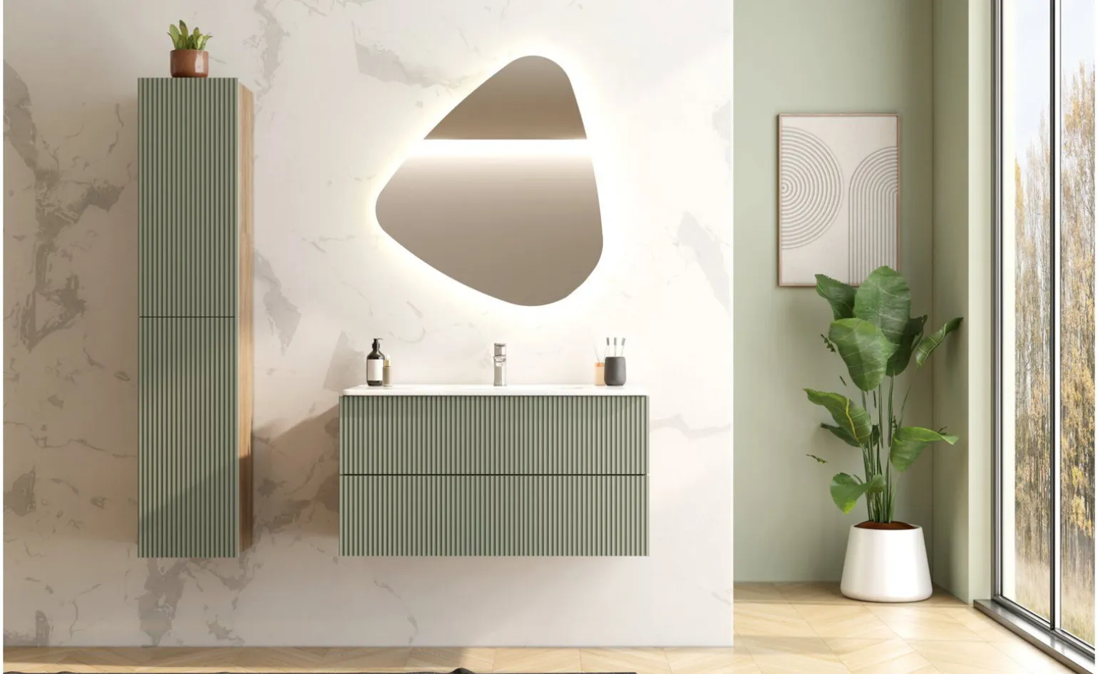 Specchiera sagomata con Led
