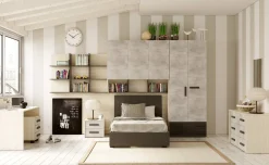 Stone ponte, 5 ante cemento e grigio cenere, letto con contenitore