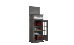 Street cabina libreria grigia con 1 anta battente in vetro