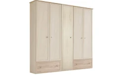 Susy armadio 5 ante battenti, 2 cassetti betulla e legno naturale