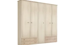 Susy armadio 5 ante battenti, cassettone a sinistra, betulla e legno naturale