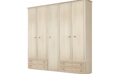 Susy armadio 5 ante battenti, 4 cassetti betulla e legno naturale