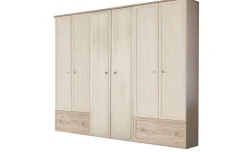 Susy armadio 6 ante battenti, 2 cassettoni betulla e legno naturale