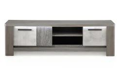Tallin porta tv 2 ante legno scuro e pietra naturale