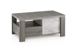 Tallin tavolino legno scuro e pietra naturale