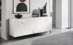 Tiffany madia 3 ante colore marmo bianco e bianco