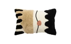 Tuft cuscino in poliestere e cotone beige 30x50 cm