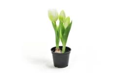 Tulipano bianco in gomma in vaso h21 cm