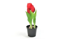 Tulipano rosso in gomma in vaso h21 cm