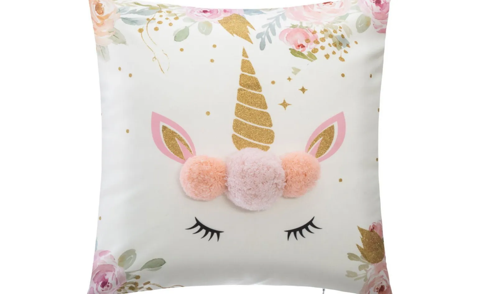 Unicorn Pom Pom cuscino per camerette 39x39 cm