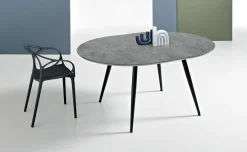 Urano tavolo rotondo allungabile nero/ cemento