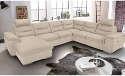 Vanity divano doppio angolo in tessuto beige