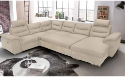 Vanity divano doppio angolo in tessuto beige