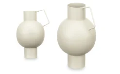 Vaso in metallo bombato crema h23 cm