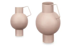 Vaso in metallo bombato rosa h23 cm