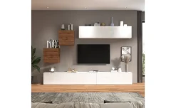 Vasto parete soggiorno colore bianco lucido e rovere L300 cm