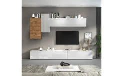 Vasto parete soggiorno colore bianco e rovere L300 cm