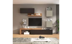 Vasto parete soggiorno colore antracite, rovere e tortora L300 cm