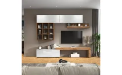 Vasto parete soggiorno colore bianco lucido e rovere L280 cm