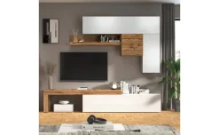 Vasto parete soggiorno colore bianco lucido e rovere L270 cm