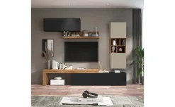 Vasto parete soggiorno colore antracite, rovere, tortora L280 cm