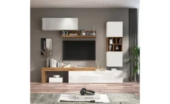 Vasto parete soggiorno colore bianco lucido e rovere L280 cm