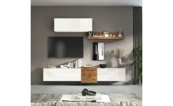 Vasto parete soggiorno colore bianco lucido e rovere L260 cm