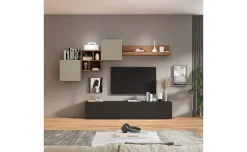 Vasto parete soggiorno colore antracite, rovere, tortora L260 cm