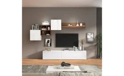 Vasto parete soggiorno colore bianco lucido e rovere L260 cm