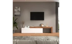 Vasto set porta tv bianco lucido e rovere L270 cm