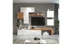 Vasto soggiorno colore bianco lucido e rovere L300 cm