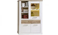 Volterra madia alta in laminato bianco e rovere