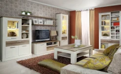 Volterra madia alta in laminato bianco e rovere