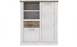 Volterra madia 2 ante, 1 cassetto in laminato bianco e rovere