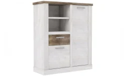 Volterra madia 2 ante, 1 cassetto in laminato bianco e rovere