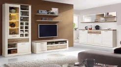 Volterra porta TV in laminato bianco e rovere