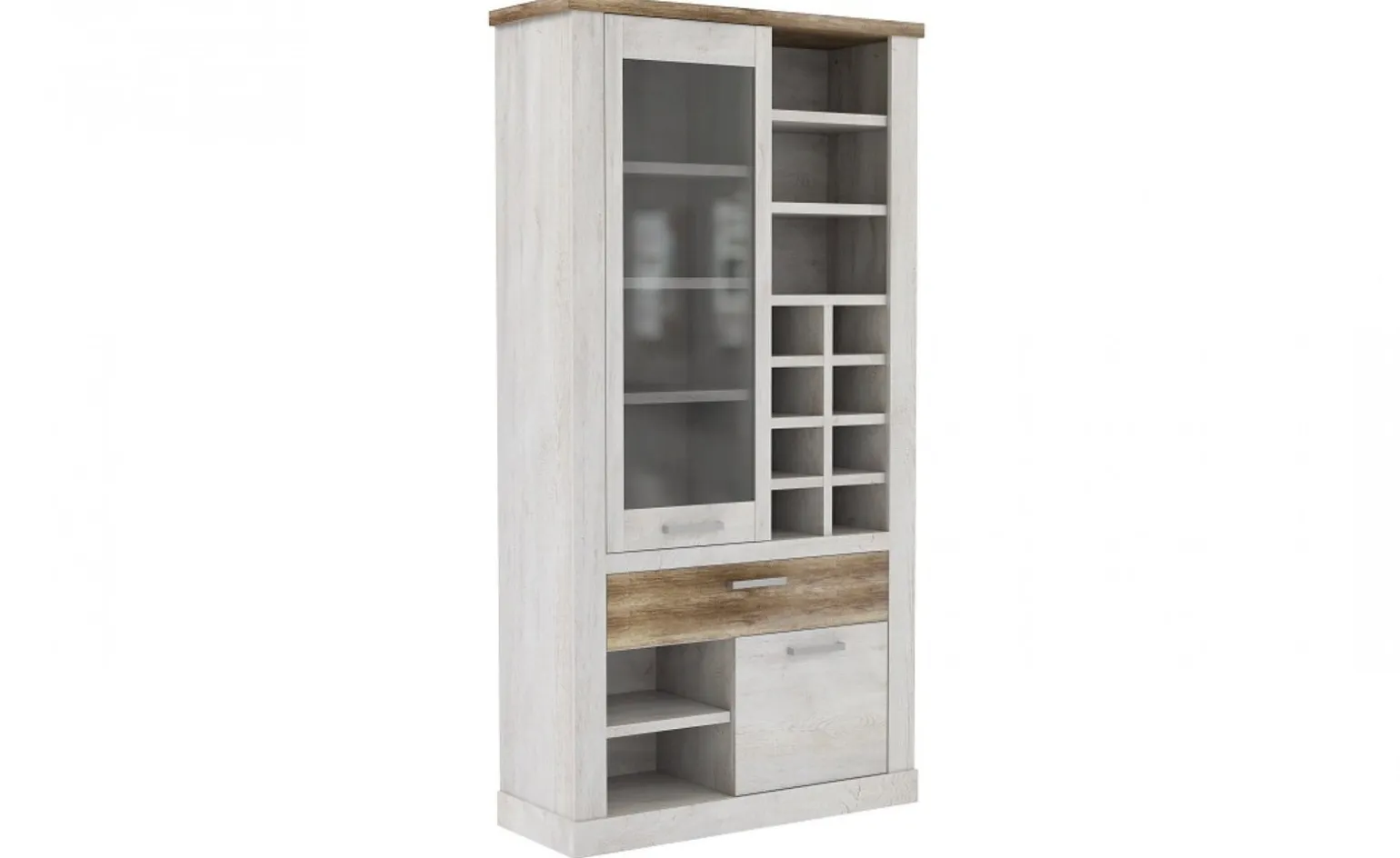 Volterra vetrina in laminato bianco e rovere