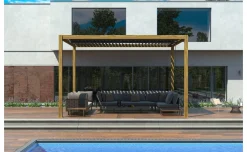 Wood pergola bioclimatica effetto Teak 3x4 metri