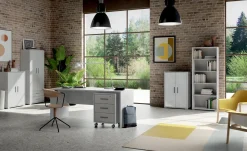 Work ufficio componibile bianco con scrivania