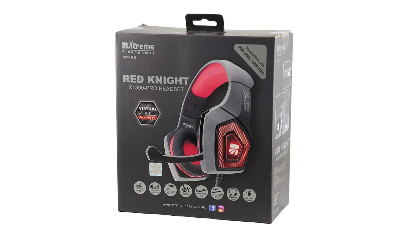 Xtreme cuffie gaming Diamond Line AVENTADOR X25PRO, nero e rosso
