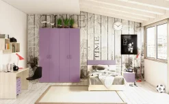 York cameretta betulla e lavanda, letto piazza e mezza con contenitore