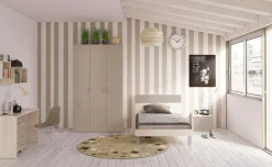 York cameretta betulla e tortora, letto singolo