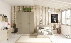 York camerett betulla e tortora, letto piazza e mezza con contenitore