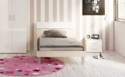 York letto singolo betulla e bianco lucido
