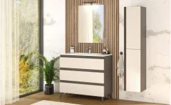 Young Colonna Bagno 2 Ante con Ripiani in Vetro, Grigio Angora