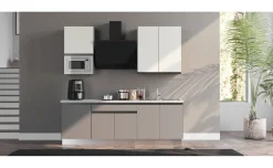 Young cucina completa L240 cm con piano induzione, argento e bianco