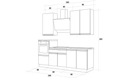 Young cucina completa L240 cm con piano induzione, disponibile in vari colori