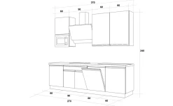 Young cucina completa L270 cm con piano induzione, disponibile in vari colori
